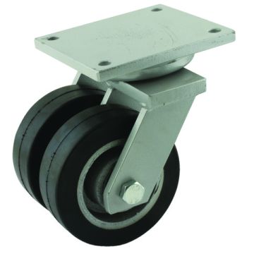 Zwenkwiel 150 mm elastisch rubber op gietijzeren velg, 800 kg