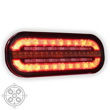 Achterlicht links of rechts (universeel) 5 PIN's bajonet 195 x 75 x 35mm opbouw remlicht knipperlicht achterlicht 90mm IP68 12/24 V CE, ECE-R10 / R7 / R6