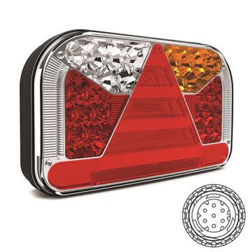 Achterlicht LED links 7 PIN's AMP connector remlicht knipperlicht kentekenlicht onderzijde mistlicht achteruitrijlamp neon-achterlicht lengte driehoek IP68 12/24 V Lavaflow