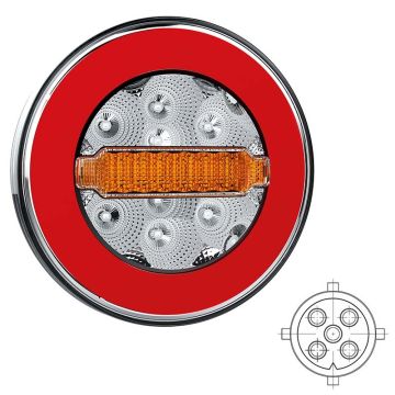 Achterlicht LED links of rechts (universeel) 5 PIN's bajonet remlicht knipperlicht neon-achterlicht IP68 12/24 V Lavaflow