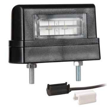 Kentekenlamp LED 12/24 V 83 x 50 x 30mm P&R kabel 200mm, 2x 1,5mm² 45mm CE, ECE-R10 / R7 / R4 wit