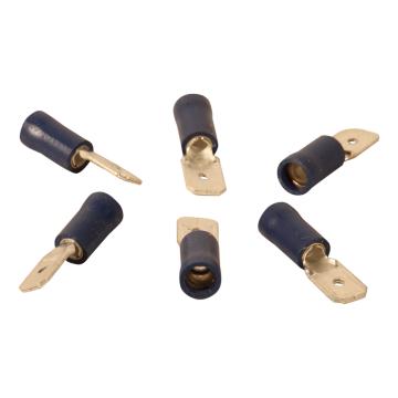 Vlaksteker aansluiting voor draad 1,5 - 2,5mm2 , 6,3x0,8mm, blauw