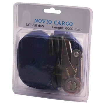 Spanband, 2-delig , met ratel en S-haken blauw 25mm 6000mm Novio cargo