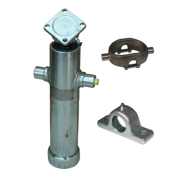 Set hefcilinder verzinkt 2036Q 5ton slag 1043mm 3 traps + verzinkte schroefpan, cardanring, montage-ogen en slangbreukbeveiliging